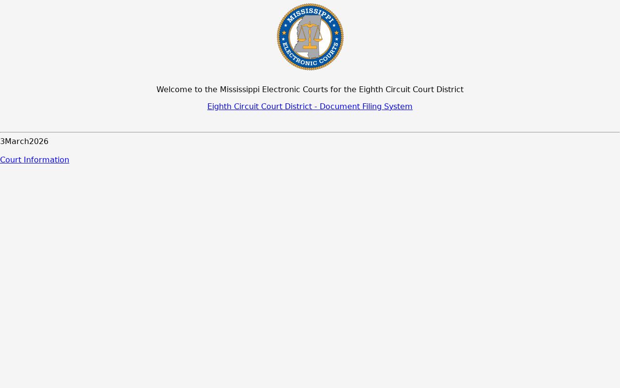 Neshoba County case lookup through the Eighth Circuit MEC landing page