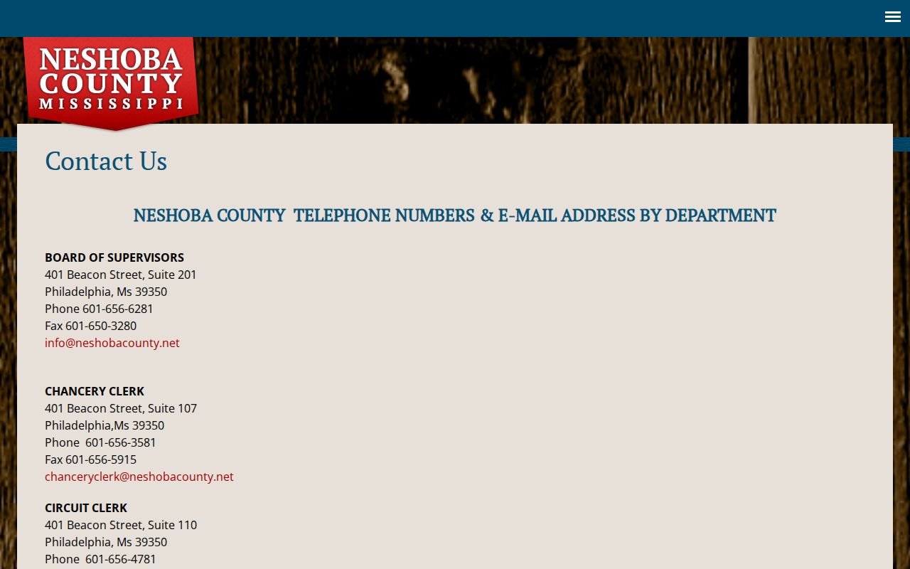 Neshoba County court docket county directory for docket holder locations